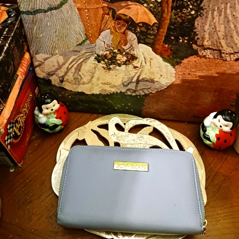 👛👜 joy&iman Leather wallet Double Wallet, 2 Parts Zip around,LIKE NEW! 🎁